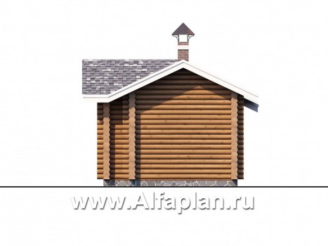 Проекты домов Альфаплан - Узкая деревянная баня с гостевой спальной - превью фасада №2