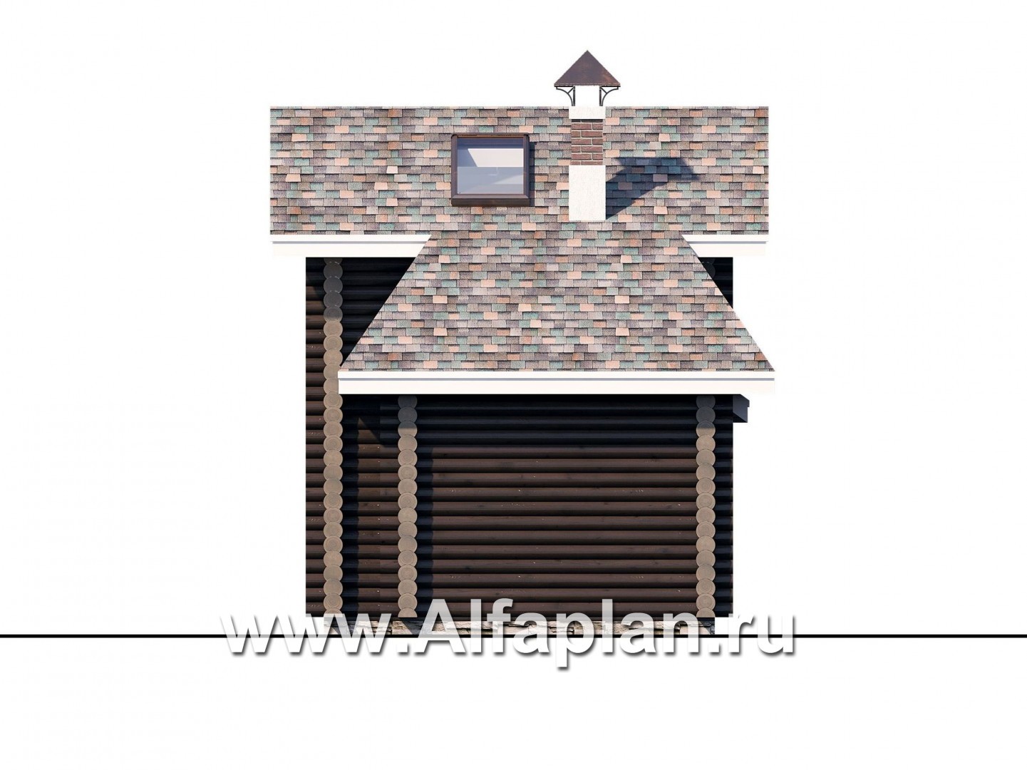Проекты домов Альфаплан - Баня из бревен - гостевой дом с двумя спальными - изображение фасада №2