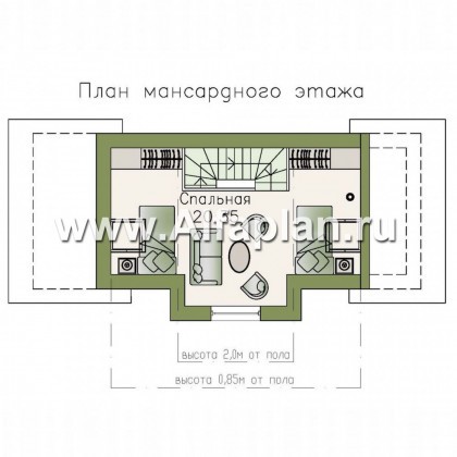 Проекты домов Альфаплан - Баня с гостевой комнатой в мансарде - превью плана проекта №2