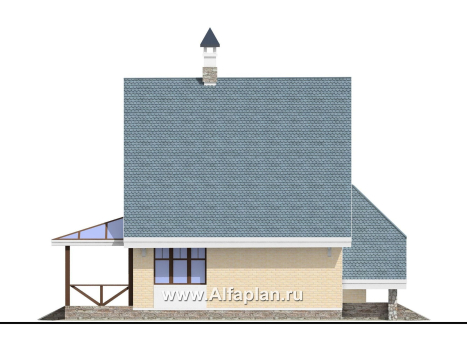 Проекты домов Альфаплан - «Шесть соток» - дом для маленького участка - превью фасада №3