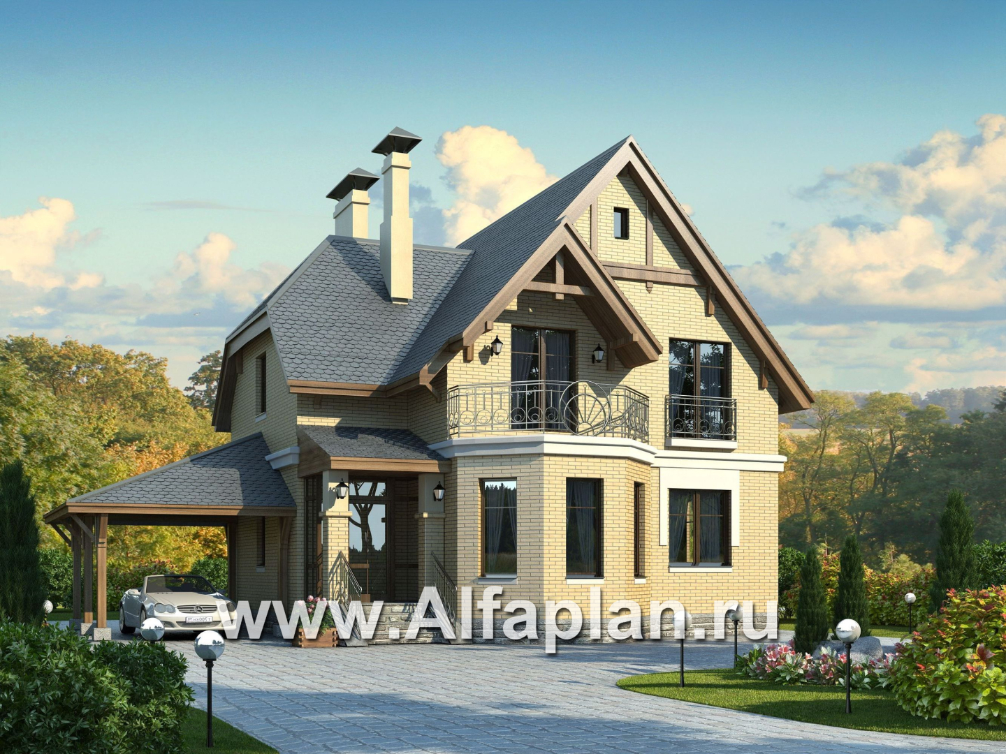 Проекты домов Альфаплан - Дом из газобетона «Шевалье» - дополнительное изображение №1