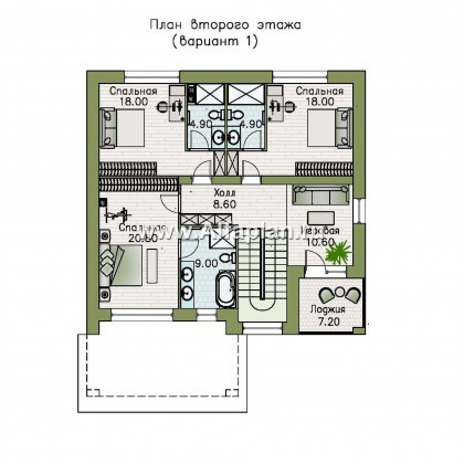 Проекты домов Альфаплан - «Эрго» - проект рационального, уютного современного дома - превью плана проекта №2
