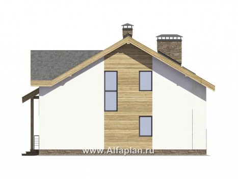 Проекты домов Альфаплан - Проект современного мансардного кирпичного дома - превью фасада №2