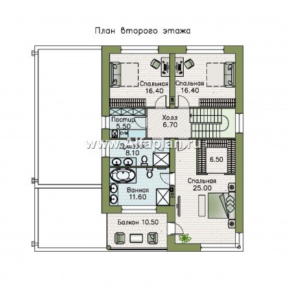 «Спектр» - проект двухэтажного дома, с двумя жилыми комнатами на 1-ом этаже, в современном стиле - превью план дома
