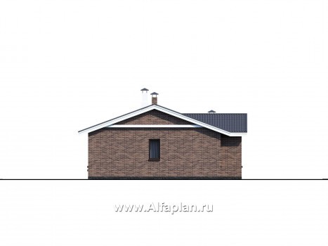 Проекты домов Альфаплан - «Персефона» - современный одноэтажный коттедж с барбекю на террасе - превью фасада №3