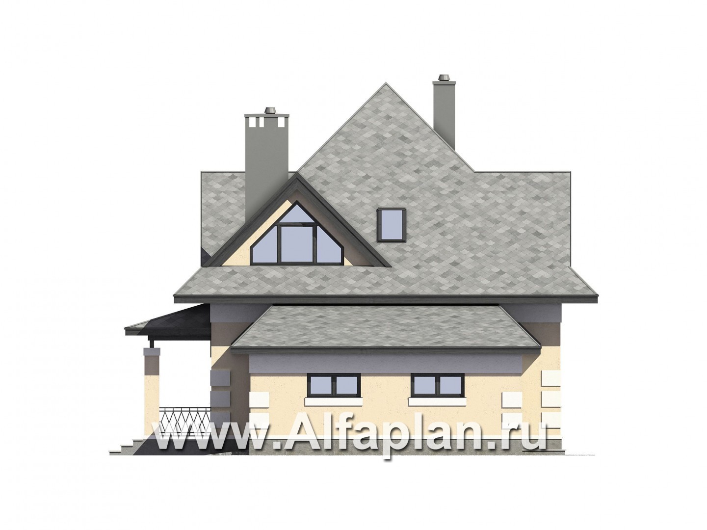 Проекты домов Альфаплан - Проект экономичного дома с гаражом - изображение фасада №2