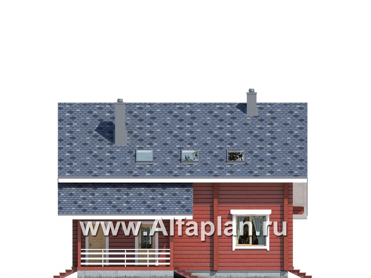 Проекты домов Альфаплан - Проект дома с простой двускатной кровлей и террасой - изображение фасада №4