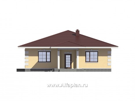 Проекты домов Альфаплан - Проект одноэтажного дома с удобной планировкой - превью фасада №1