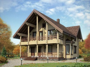 Проекты домов Альфаплан - Проект удобного деревянного дома с террасами - превью основного изображения