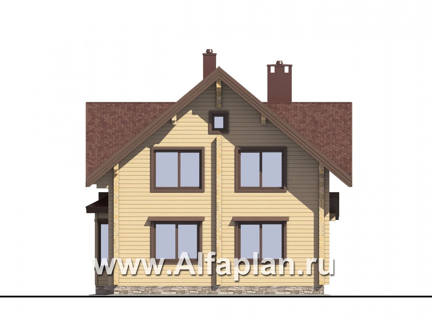 Проекты домов Альфаплан - Проект деревянного дома для комфортного отдыха - изображение фасада №2