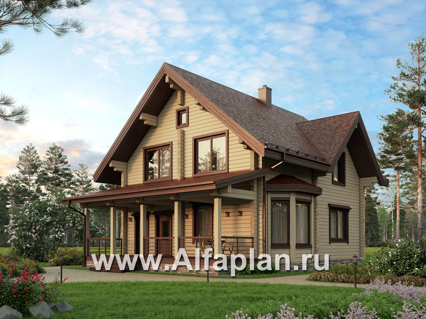 Проекты домов Альфаплан - Проект деревянного дома для комфортного отдыха - основное изображение