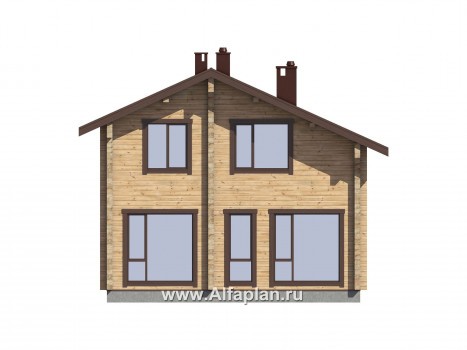Проекты домов Альфаплан - Проект традиционного деревянного дома с удобной планировкой - превью фасада №3