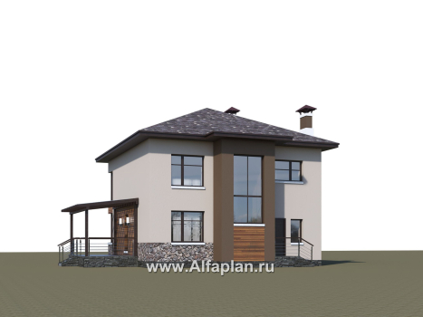 Проекты домов Альфаплан - «Печора» - стильный двухэтажный коттедж с сауной и мастер-спальней - превью дополнительного изображения №2