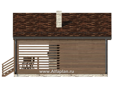 Проект остекленной беседки, с летней кухней и кладовой - превью фасада дома