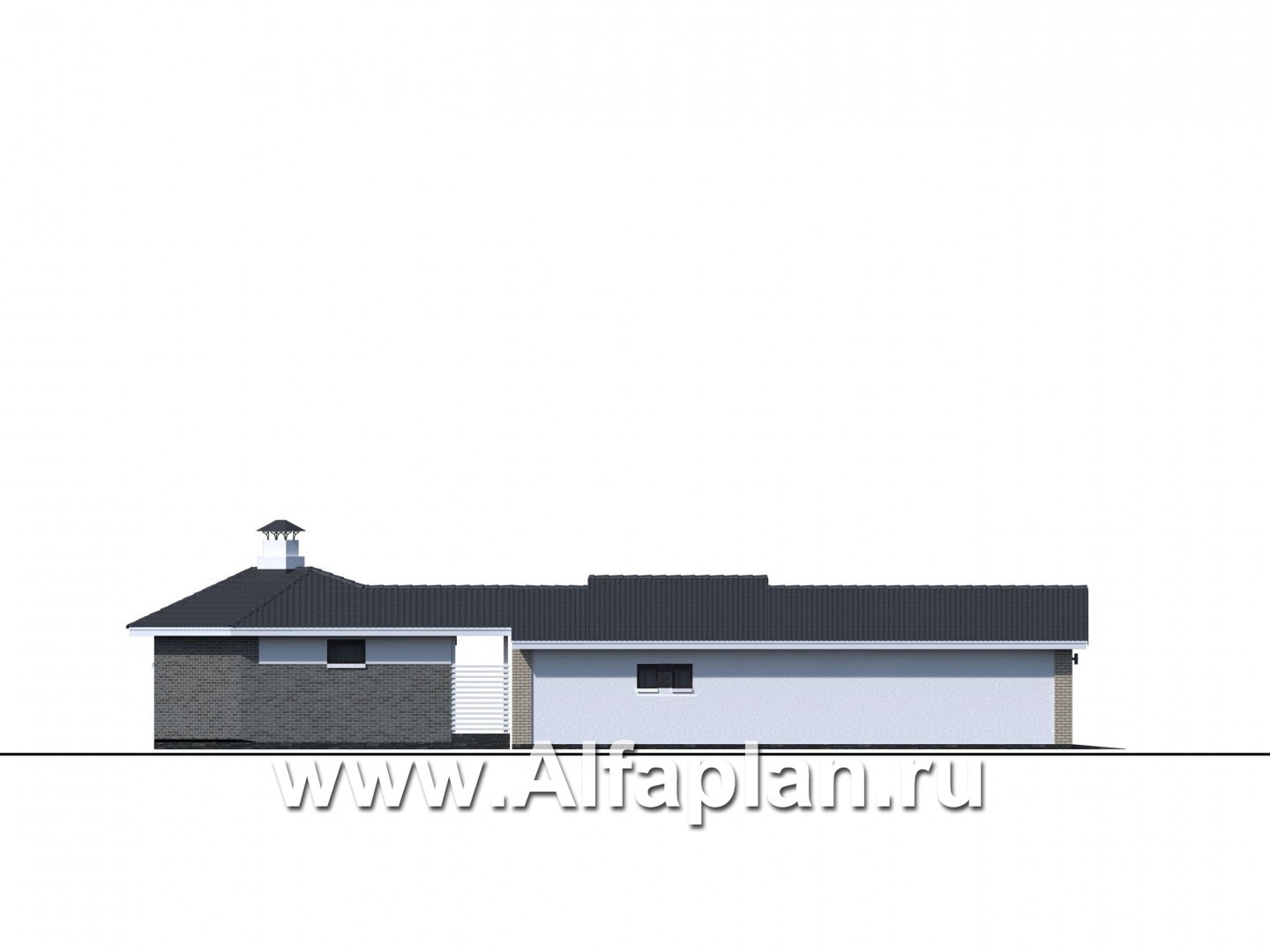 Проекты домов Альфаплан - Баня 263С с длинным гаражом 264Р - изображение фасада №2