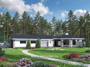 Проекты домов Альфаплан - Баня 263С с длинным гаражом 264Р - превью основного изображения