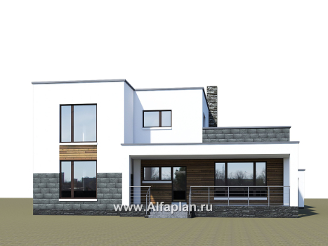 «Футура» - современный двухэтажный дом, с террасой и с плоской крышей, навес на 2 авто, в стиле минимализм - превью дополнительного изображения №3