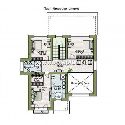 Проекты домов Альфаплан - "Сафо" - проект кирпичного дома со вторым светом - превью плана проекта №2