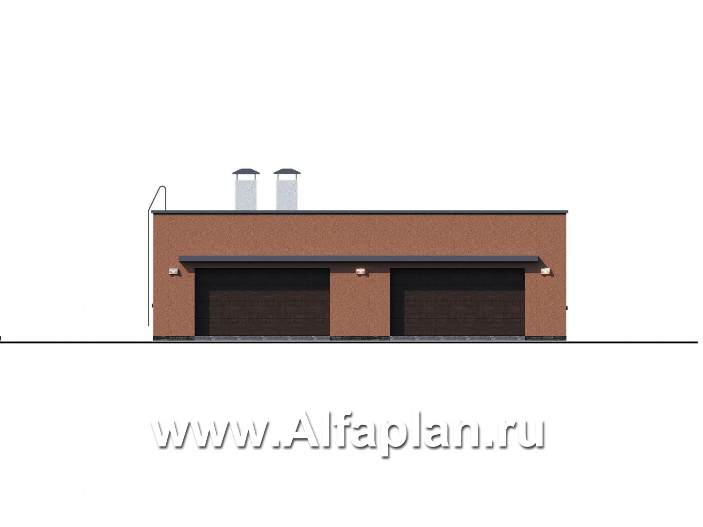Проекты домов Альфаплан - Гараж на 4 авто и спа с сауной и хамам - изображение фасада №1
