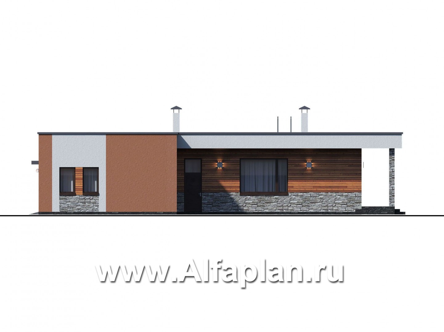 Проекты домов Альфаплан - Гараж на 4 авто и спа с сауной и хамам - изображение фасада №2