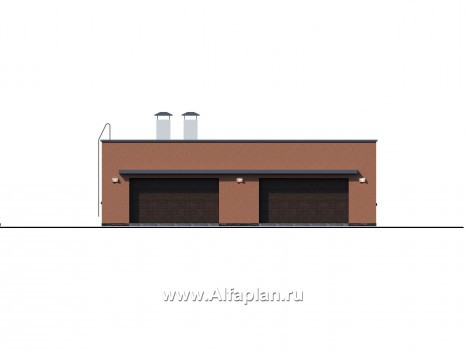 Проекты домов Альфаплан - Гараж на 4 авто и спа с сауной и хамам - превью фасада №1