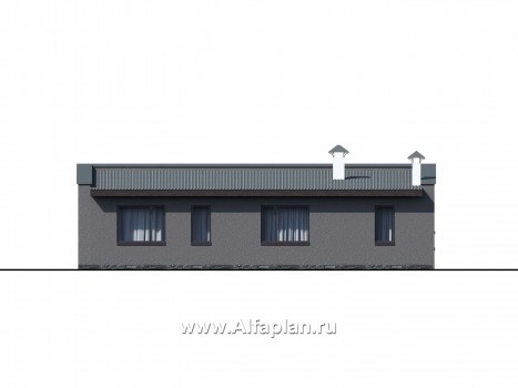 Проекты домов Альфаплан - Проект одноэтажного дома с тремя спальнями - превью фасада №3