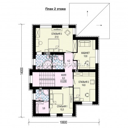 Проекты домов Альфаплан - Современный двухэтажный дом из газобетона - превью плана проекта №2