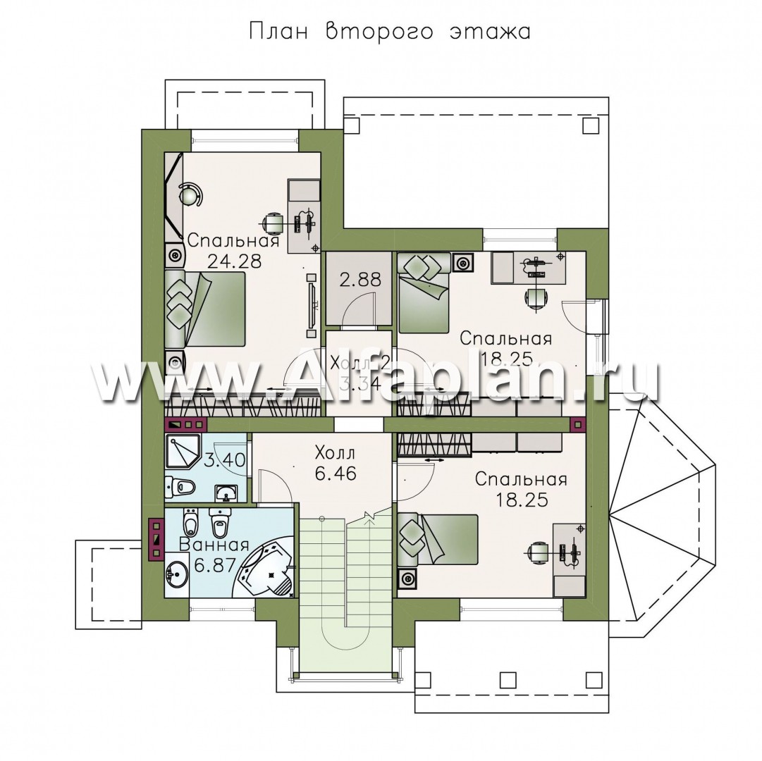 Проекты домов Альфаплан - «Агент 007» - современный компактный коттедж - план проекта №2