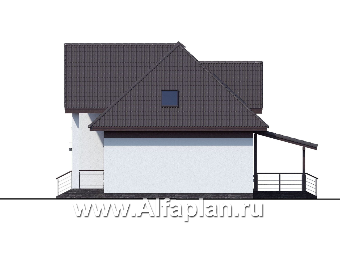 Проекты домов Альфаплан - «Кассиопея» - комфортабельный мансардный дом с рациональной планировкой - изображение фасада №2