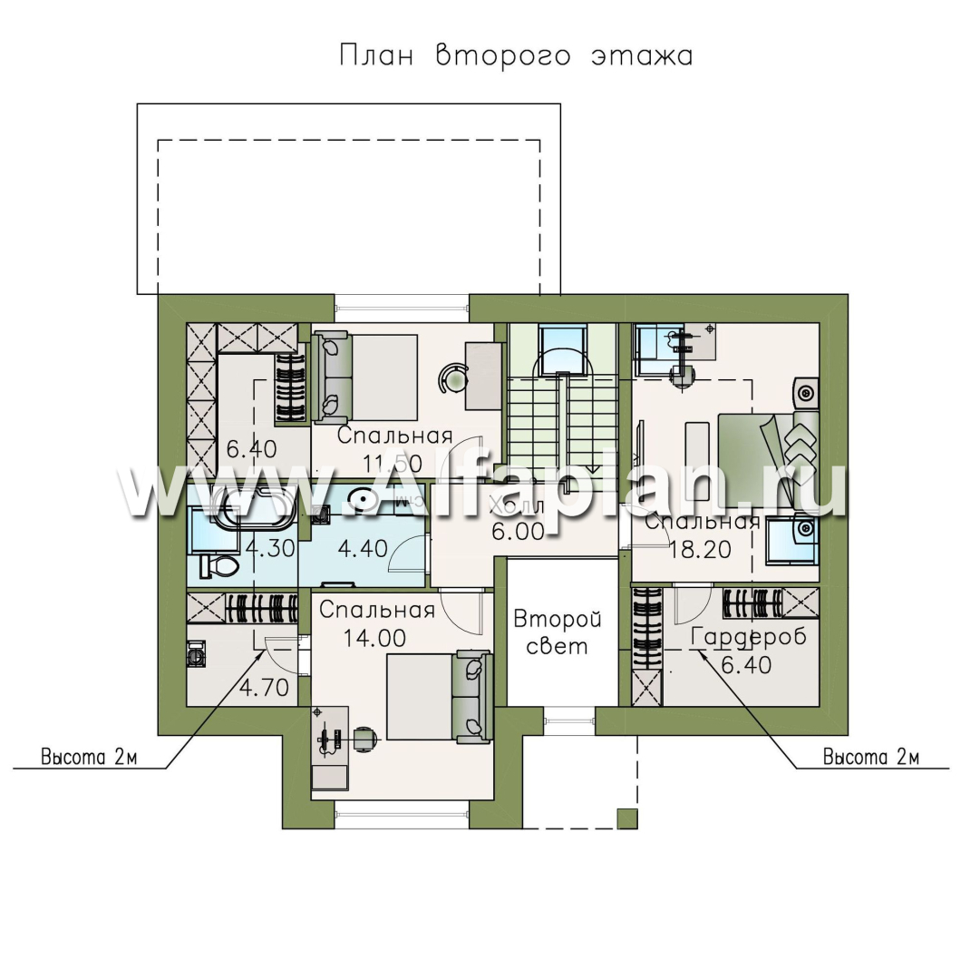 Проекты домов Альфаплан - «Кассиопея» - комфортабельный мансардный дом с рациональной планировкой - изображение плана проекта №3