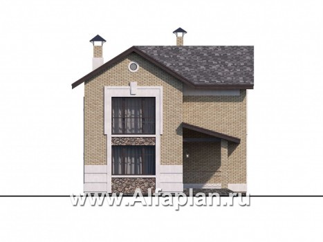 Проекты домов Альфаплан - «Каменка» - компактный экономичный дом в ретро-стиле - превью фасада №3