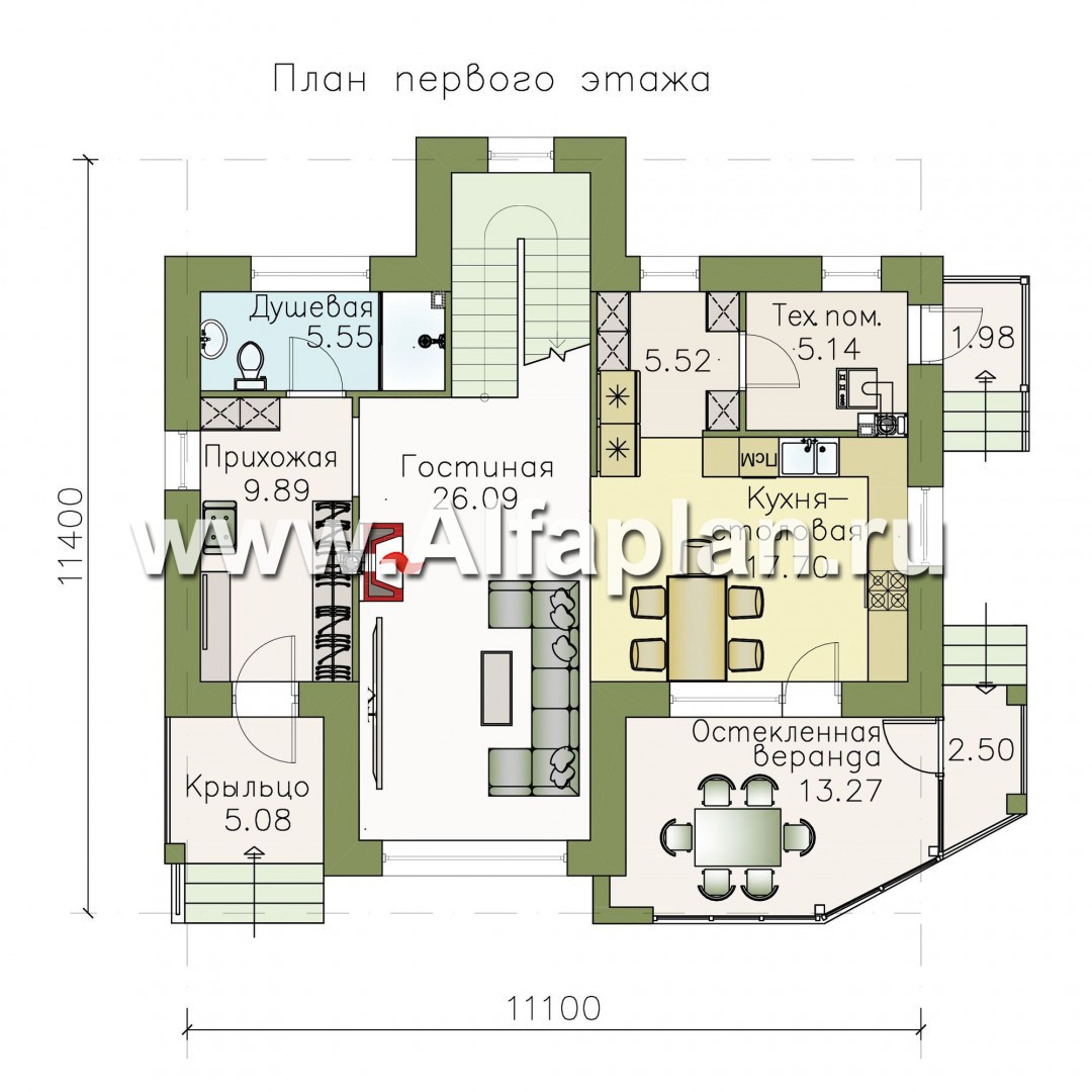 Проекты домов Альфаплан - «Высокий горизонт» - идеальный план дома на 150 квадратов - изображение плана проекта №1