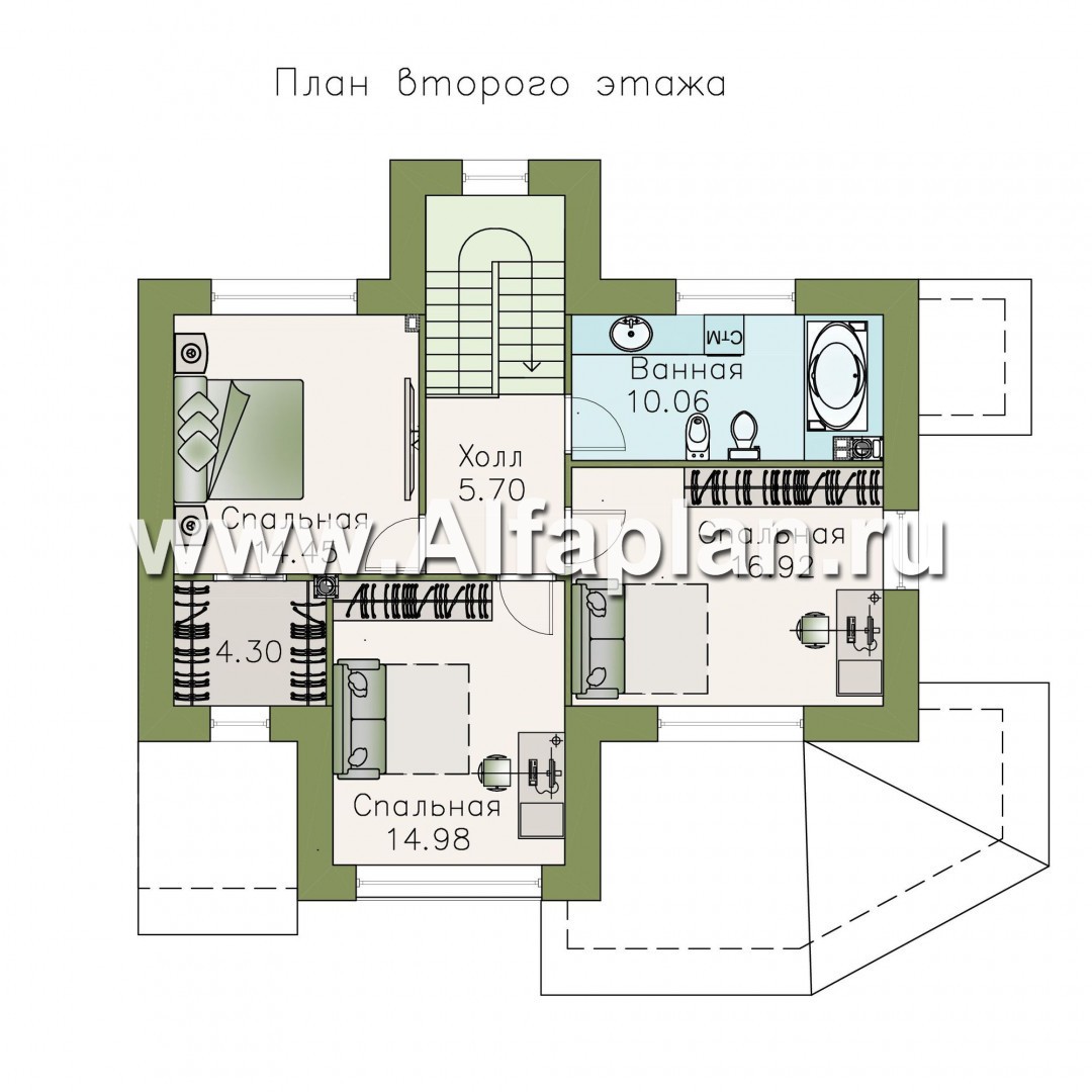 Проекты домов Альфаплан - «Высокий горизонт» - идеальный план дома на 150 квадратов - план проекта №2