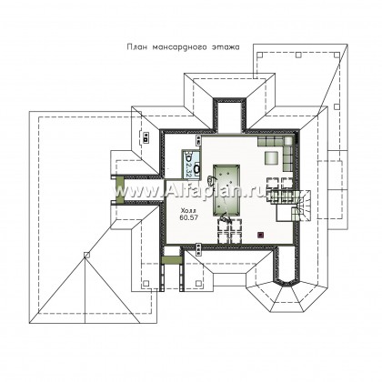 Проекты домов Альфаплан - «Воронцов»- респектабельный коттедж из газобетона с гаражом - превью плана проекта №3