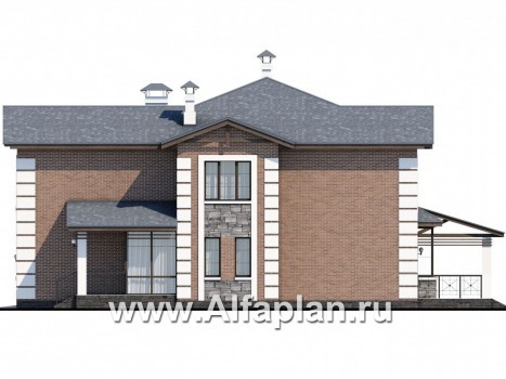 «Вяземский» - проект двухэтажного дома, с двусветной столовой и с террасой и балконом, удобная планировка - превью фасада дома