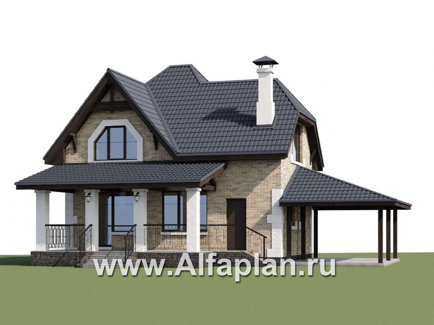 Проекты домов Альфаплан - «Причал» - романтический коттедж из кирпичей с  удобным планом - дополнительное изображение №1
