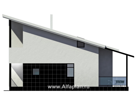 Проекты домов Альфаплан - Кирпичный дом эконом-класса с односкатной кровлей - превью фасада №1