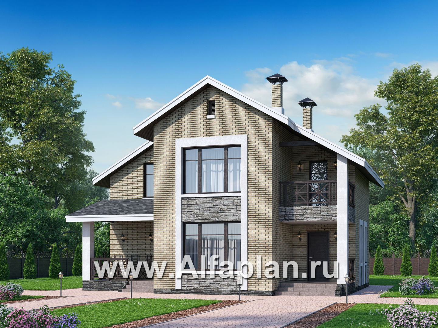 Проекты домов Альфаплан - «Ижора» - небольшой классический дом с двускатной кровлей - дополнительное изображение №1