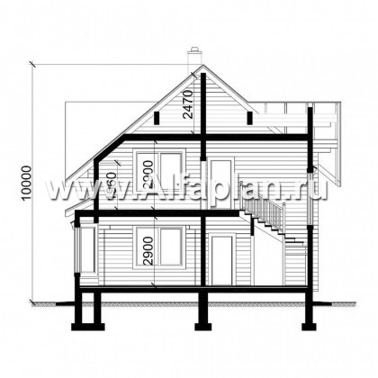 Проекты домов Альфаплан - Деревянный дом с уютной беседкой-барбекю - превью плана проекта №3