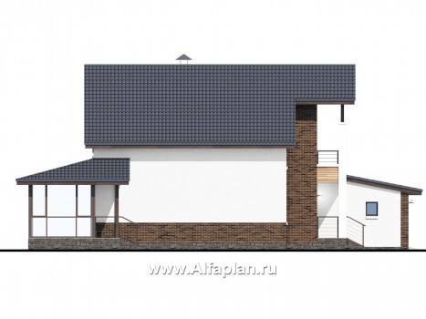 Проекты домов Альфаплан - «Галс» - двухэтажный коттедж со вторым светом и гаражом на два автомобиля - превью фасада №3