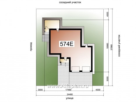 Проекты домов Альфаплан - «Галс» - двухэтажный коттедж со вторым светом и гаражом на два автомобиля - превью дополнительного изображения №1