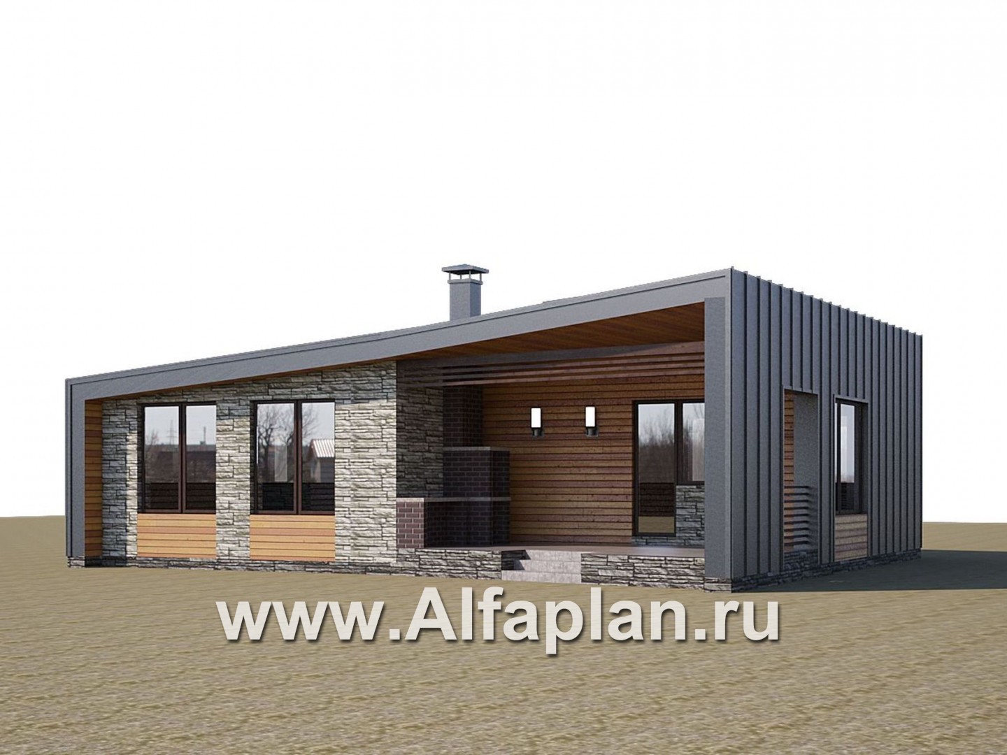 Проекты домов Альфаплан - «Дельта» - современный коттедж с фальцевыми фасадами - дополнительное изображение №2