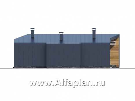 Проекты домов Альфаплан - «Дельта» - современный коттедж с фальцевыми фасадами - превью фасада №2