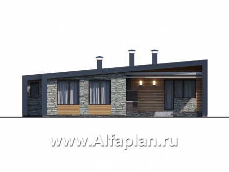 Проекты домов Альфаплан - «Дельта» - современный коттедж с фальцевыми фасадами - превью фасада №4