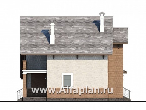 Проекты домов Альфаплан - «Виконт» - коттедж с гаражом и простой двускатной кровлей - превью фасада №3