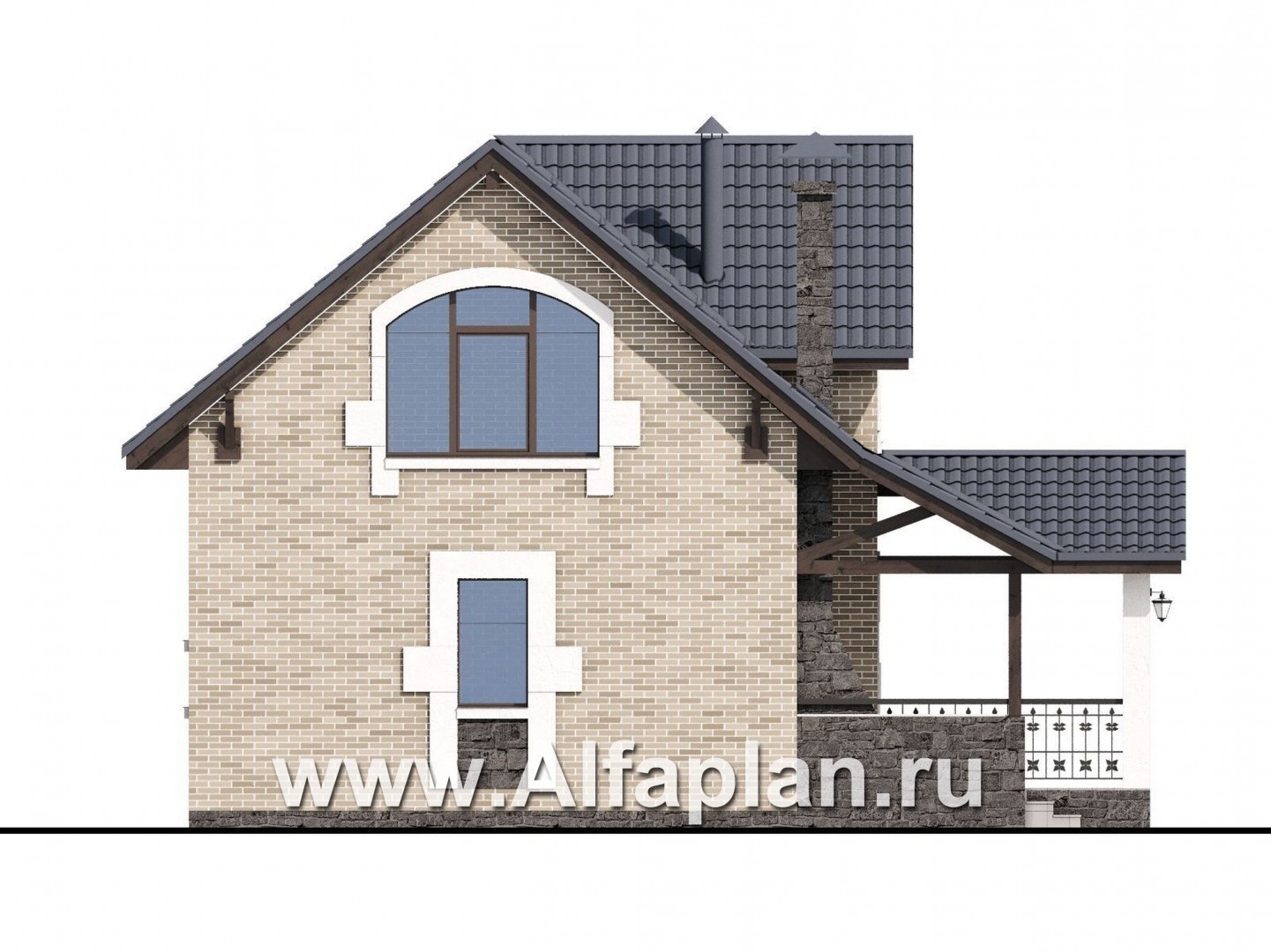 Проекты домов Альфаплан - Баня с бильярдной в мансарде - изображение фасада №3