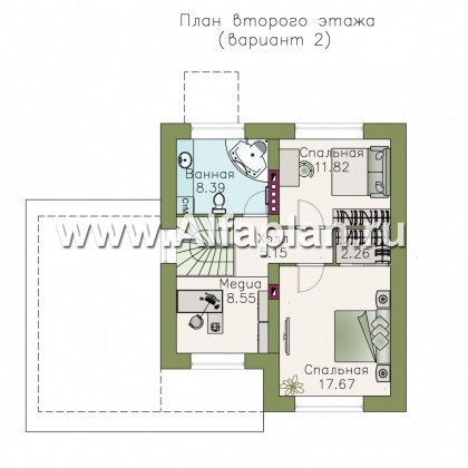 Проекты домов Альфаплан - «Оптима» - стильный небольшой дом с гаражом-навесом - превью плана проекта №3
