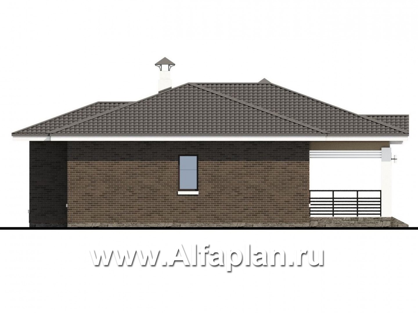 Проекты домов Альфаплан - «Талия» - современный одноэтажный коттедж с террасой - изображение фасада №3