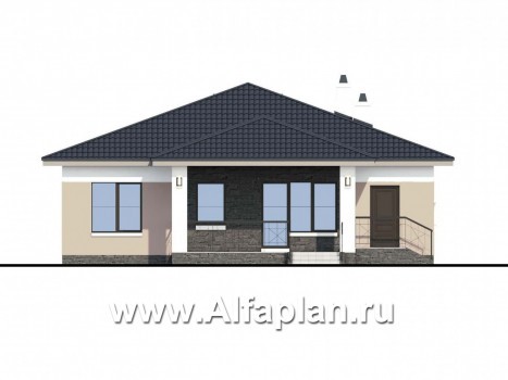 Проекты домов Альфаплан - «Княженика» - проект экономичного одноэтажного дома  сауной - превью фасада №4