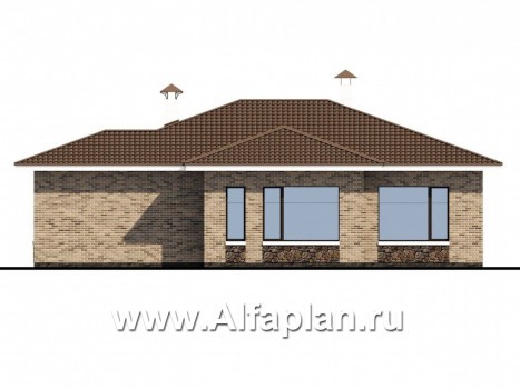 Проекты домов Альфаплан - «Аонида» - одноэтажный коттедж с остекленной верандой - превью фасада №4